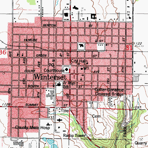 Topographic Map of Monument Park, IA