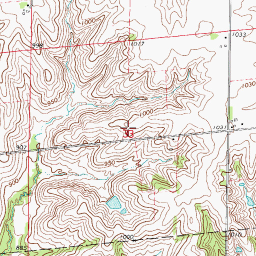 Topographic Map of Heaton Post Office (historical), IA