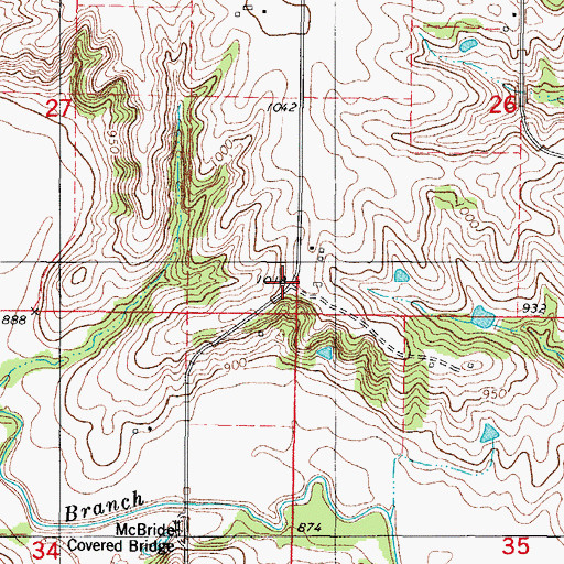 Topographic Map of McBride Post Office (historical), IA