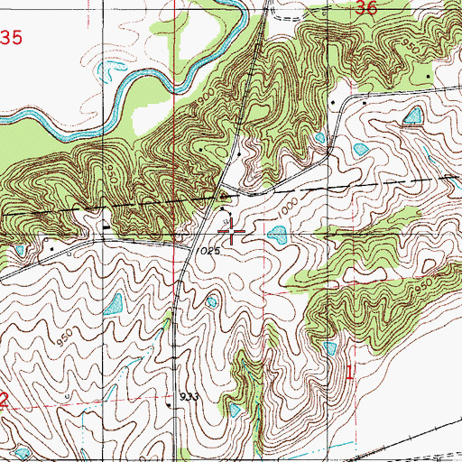 Topographic Map of Bells Ridge Post Office (historical), IA