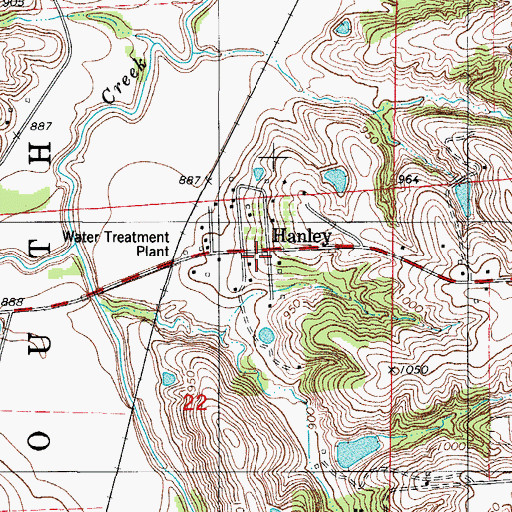 Topographic Map of Hanley Post Office (historical), IA