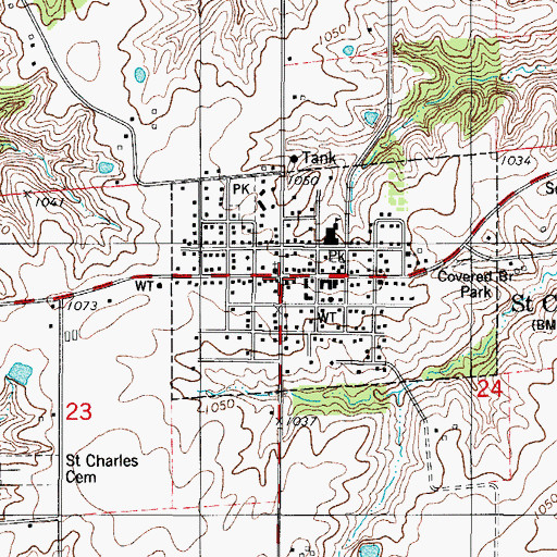 Topographic Map of Saint Charles City Hall, IA