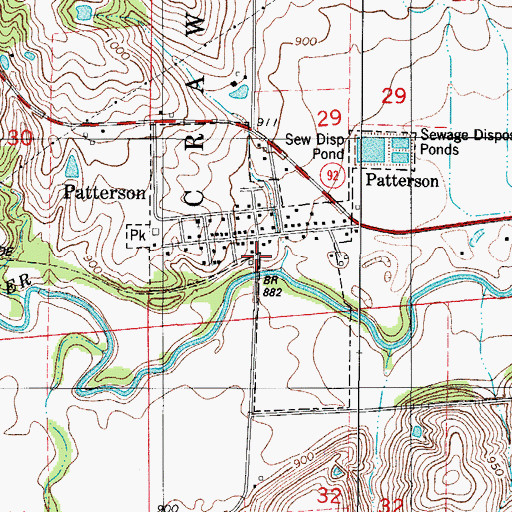 Topographic Map of Patterson (historical), IA
