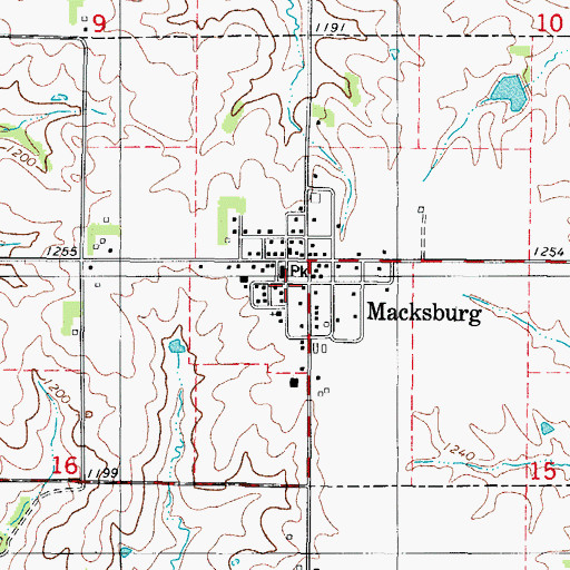 Topographic Map of Macksburg United Methodist Church, IA