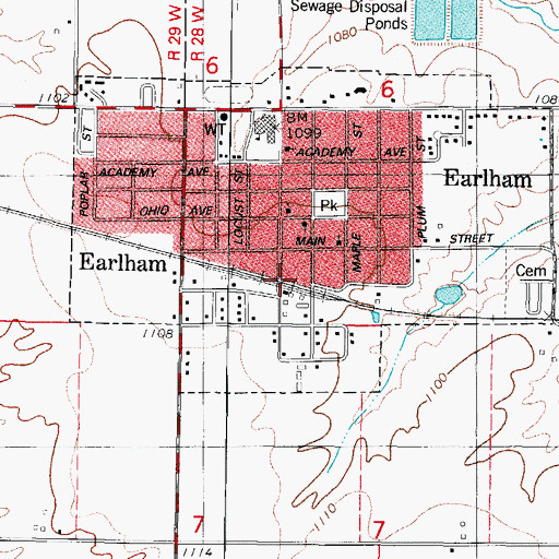 Topographic Map of Earlham Library, IA