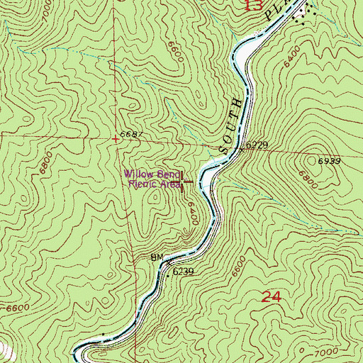 Topographic Map of Willow Bend Picnic Area, CO