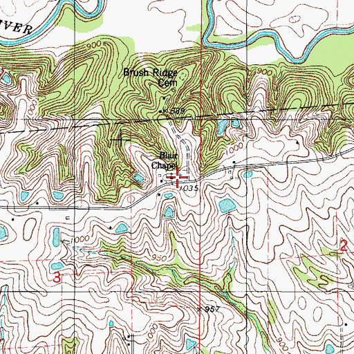 Topographic Map of Blair Chapel Cemetery, IA