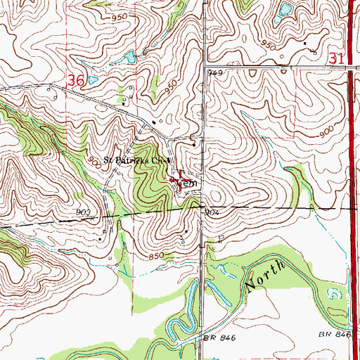 Topographic Map of Saint Patricks Cemetery, IA