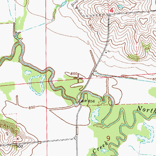 Topographic Map of Cunningham Bridge, IA