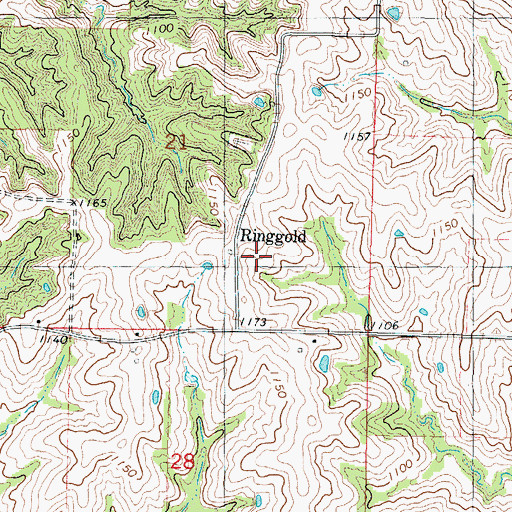 Topographic Map of Ringgold Post Office (historical), IA