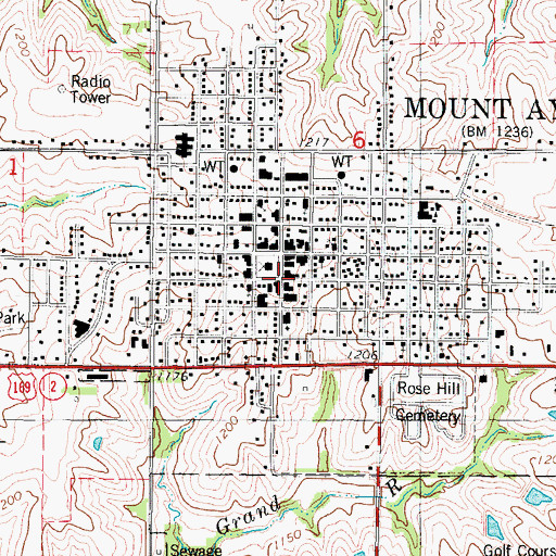 Topographic Map of Mount Ayr Vision Center, IA