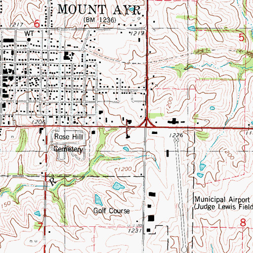 Topographic Map of Mount Ayr Health Care Center, IA