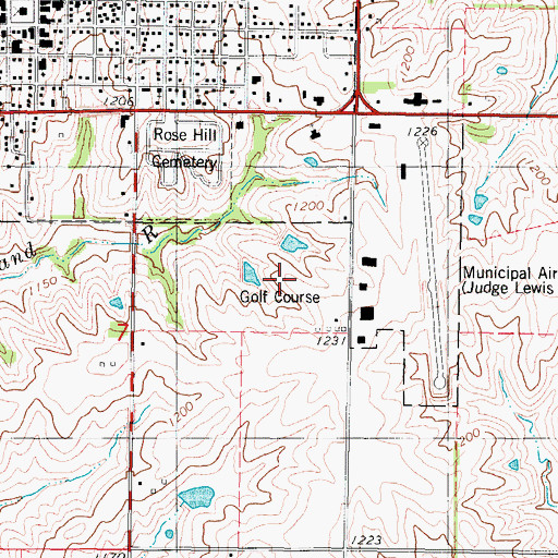 Topographic Map of Mount Ayr Golf and Country Club, IA
