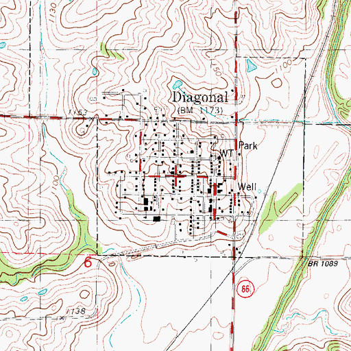 Topographic Map of Diagonal United Church, IA