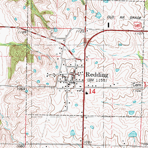Topographic Map of Redding (historical), IA