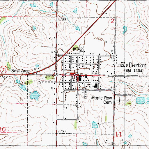 Topographic Map of Kellerton Post Office, IA