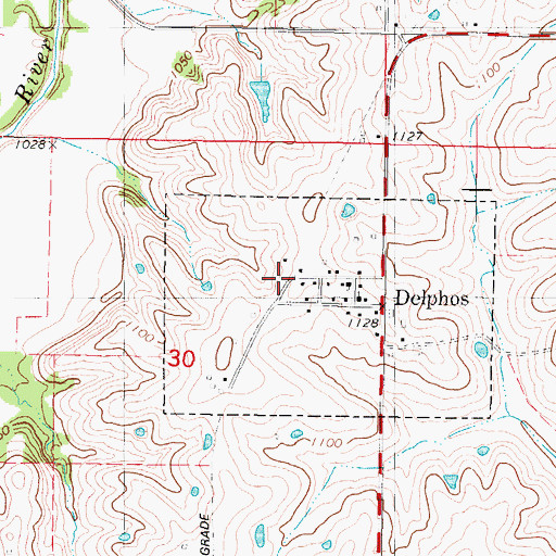 Topographic Map of Delphos (historical), IA
