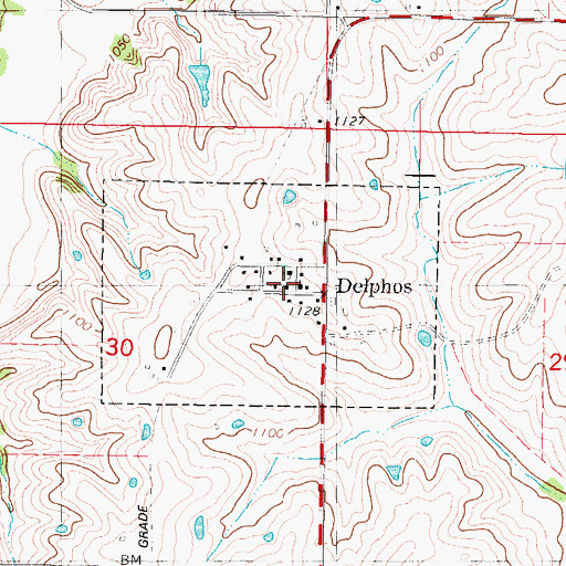 Topographic Map of Delphos Post Office, IA