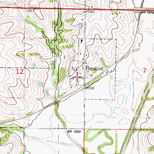 Topographic Map of Benton Post Office, IA