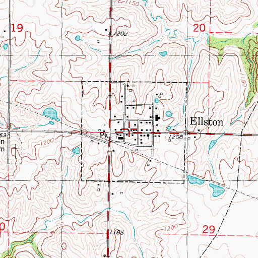 Topographic Map of Ellston Post Office, IA