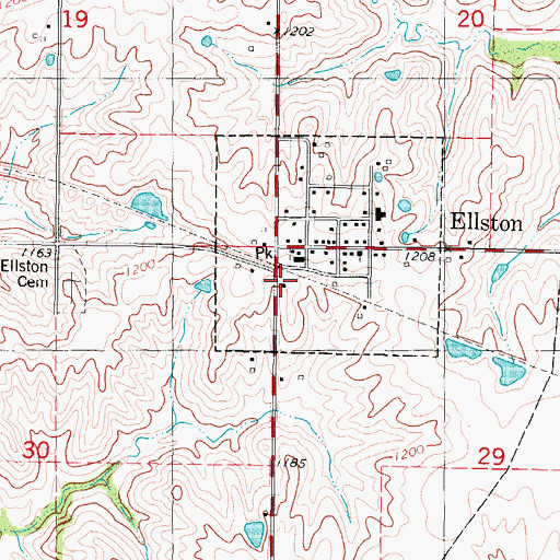 Topographic Map of Ellston (historical), IA