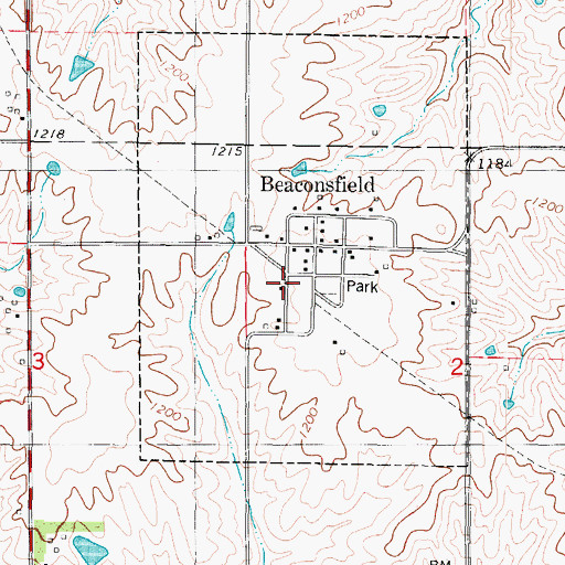 Topographic Map of Beaconsfield (historical), IA