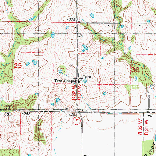 Topographic Map of Tent Chapel Cemetery, IA