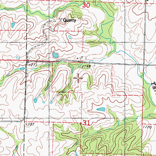 Topographic Map of Three Mile Lake Wildlife Management Area, IA
