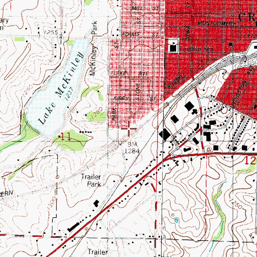 Topographic Map of Union County Historical Village and Museum, IA