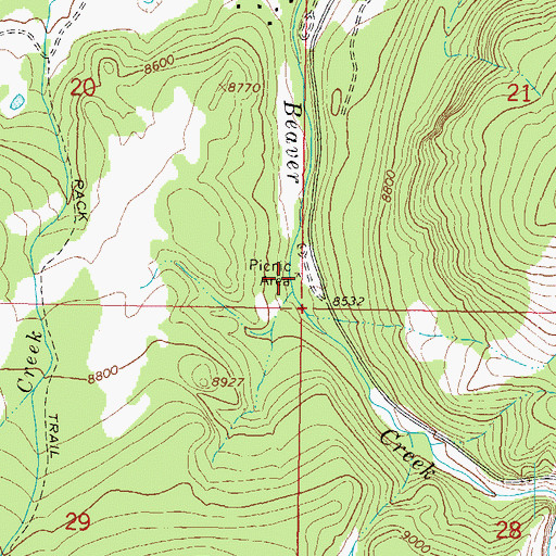 Topographic Map of Upper Beaver Creek Campground, CO