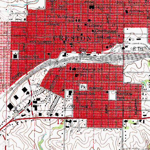 Topographic Map of Creston Post Office, IA