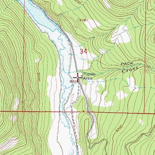 Topographic Map of Cross Creek Campground, CO