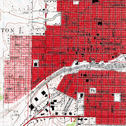 Topographic Map of Saint Pauls Episcopal Church, IA