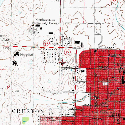 Topographic Map of First Baptist Church, IA