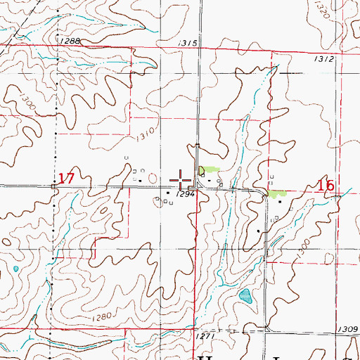 Topographic Map of Myers Post Office (historical), IA