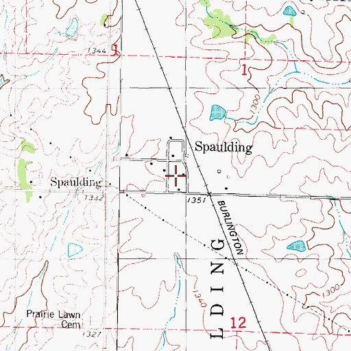 Topographic Map of Spaulding Post Office (historical), IA