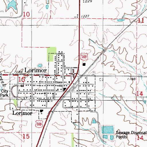 Topographic Map of Lorimor City Hall, IA