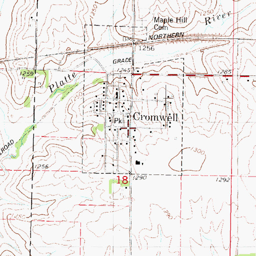 Topographic Map of Cromwell Post Office, IA