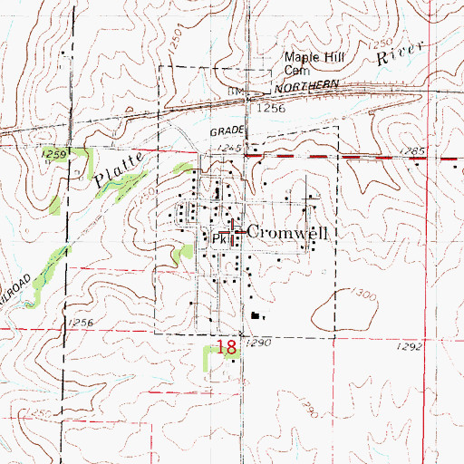 Topographic Map of Cromwell Congregational Church, IA