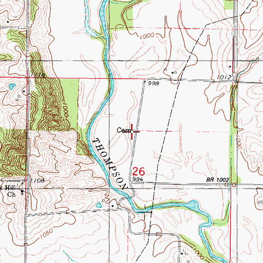 Topographic Map of Homewood Cemetery, IA