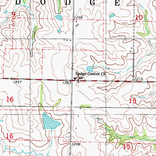 Topographic Map of Dodge Center Cemetery, IA