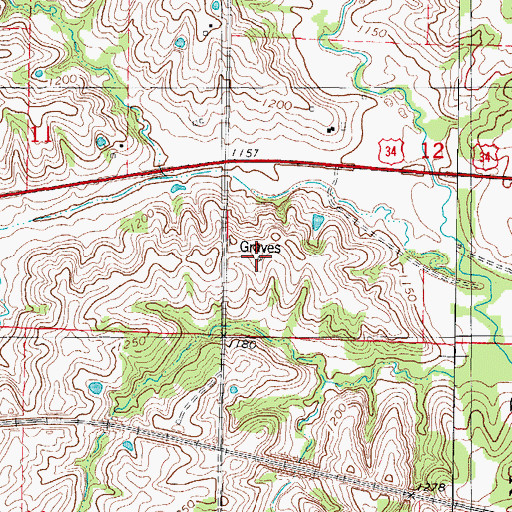 Topographic Map of County Home Cemetery, IA