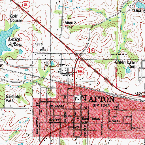 Topographic Map of Afton Catholic Church, IA