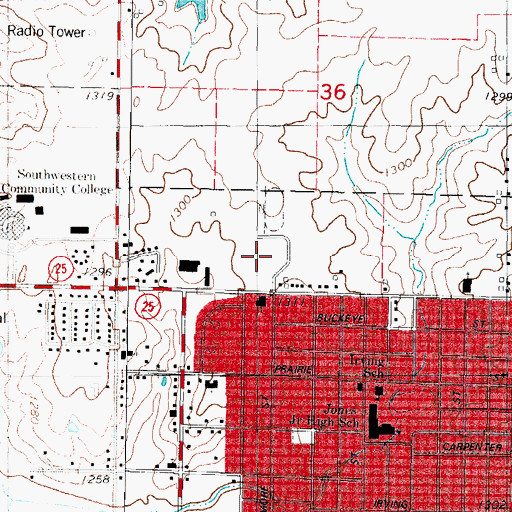 Topographic Map of Creston High School, IA