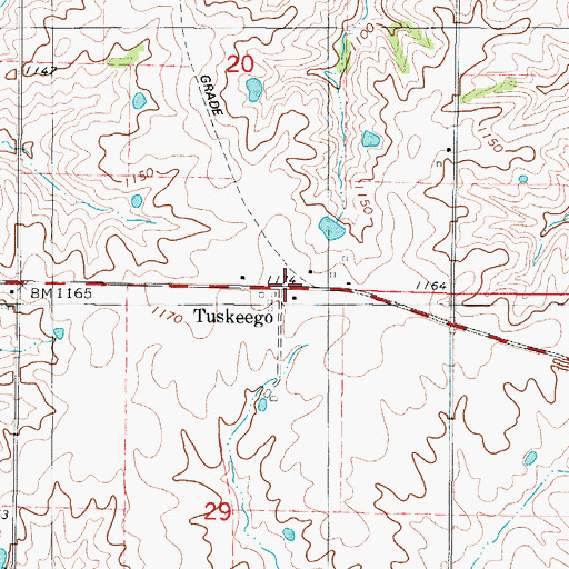 Topographic Map of Tuskeega (historical), IA