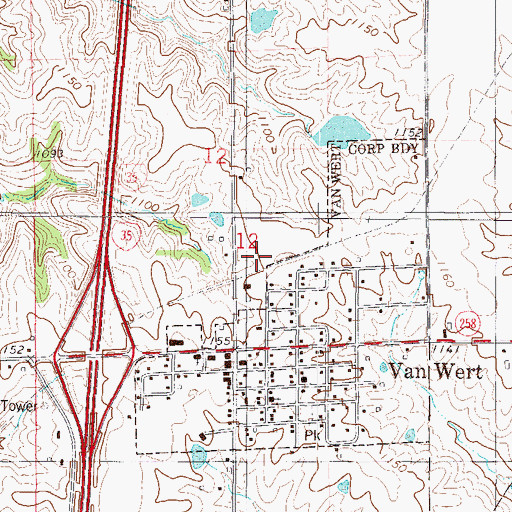Topographic Map of Prairieville Post Office (historical), IA