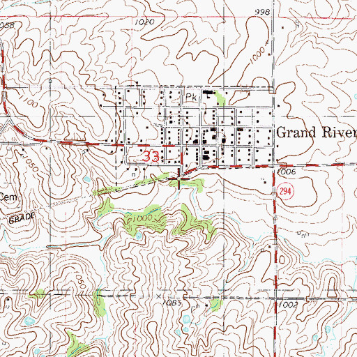 Topographic Map of Grand River (historical), IA