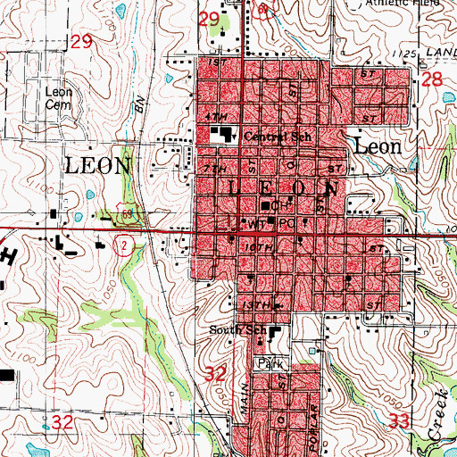 Topographic Map of Leon Public Library, IA