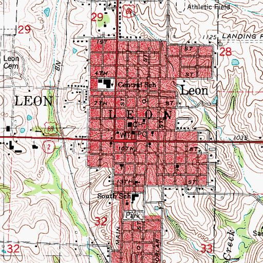 Topographic Map of Leon Post Office, IA