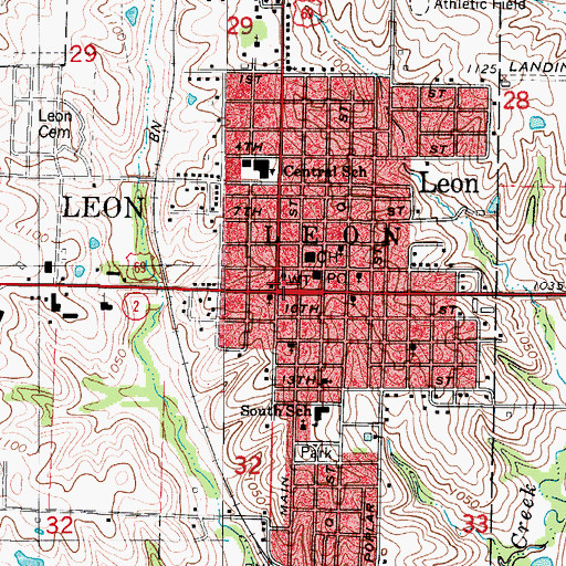 Topographic Map of Leon Police Department, IA